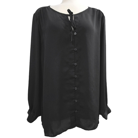 Penningtons 3X Black Button-Down Blouse - Like New - Picture 2 of 7